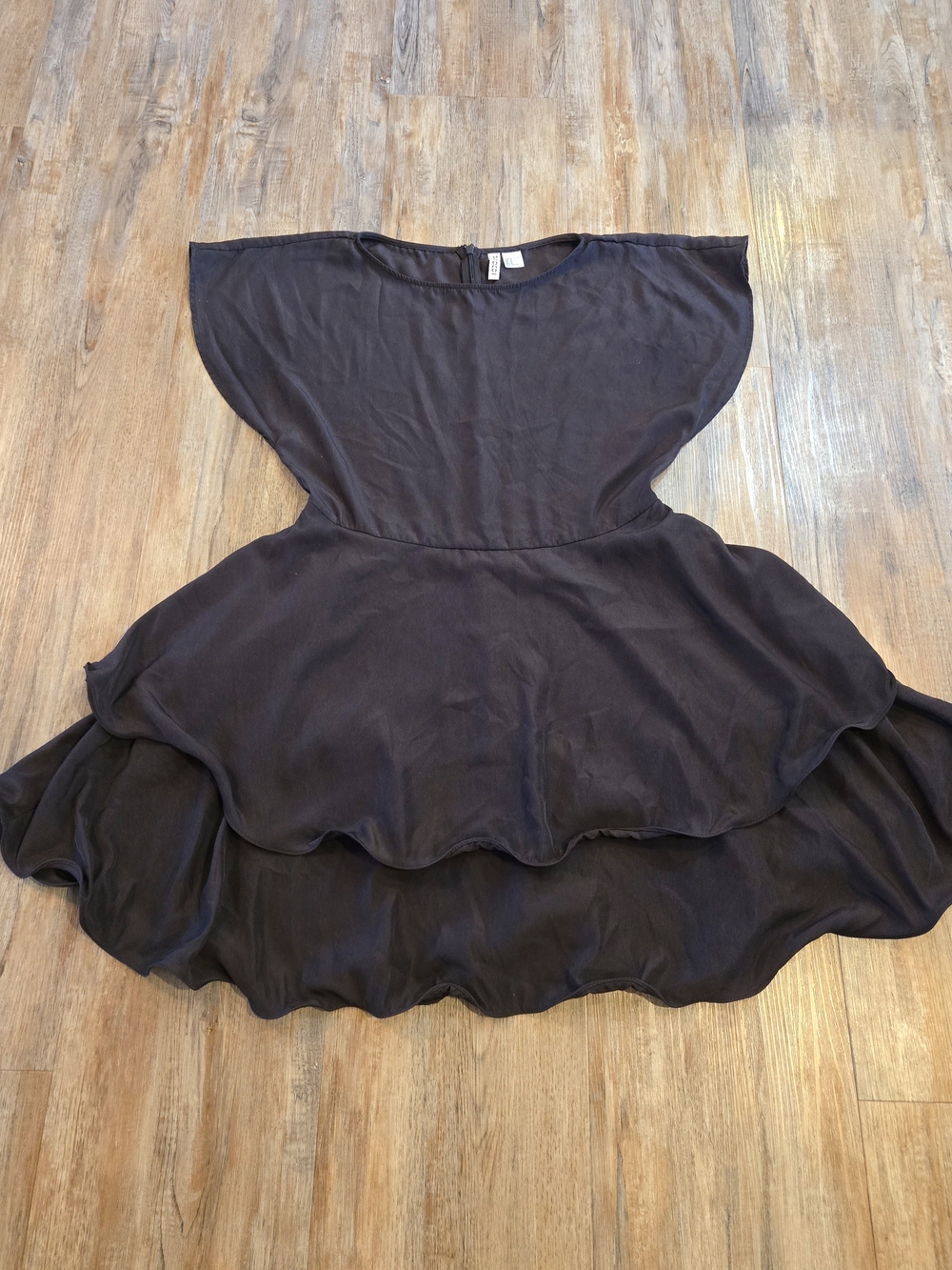 Divided Black Ruffle-Hem Mini Dress - Picture 2 of 6